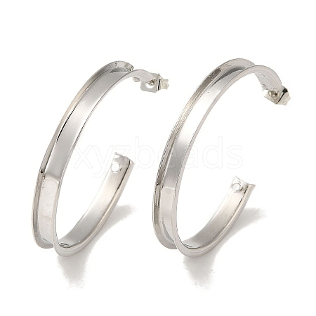 Rack Plating Iron Stud Half Hoop Earrings EJEW-M254-01P-1