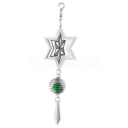 Stainless Steel 3D Star of David Rotating Wind Spinners PW-WG37906-01-1