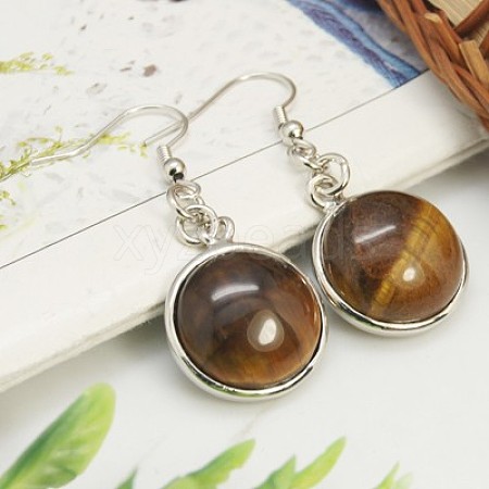 Fashion Natural Tiger Eye Earrings EJEW-E003-5-1