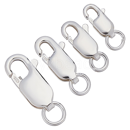 4Pcs 4 Styles 925 Sterling Silver Lobster Claw Clasps STER-ME0001-33S-1
