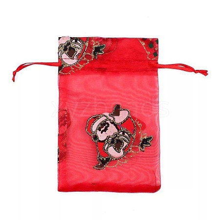 Organza Printed Gift Bags with Drawstring PW-WG00D7C-19-1