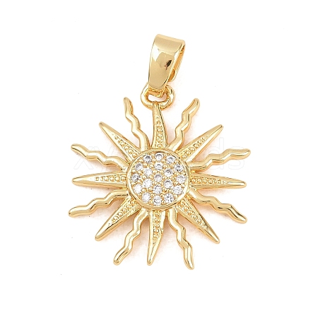 Brass Micro Pave Clear Cubic Zirconia Pendants KK-D258-08G-04-1