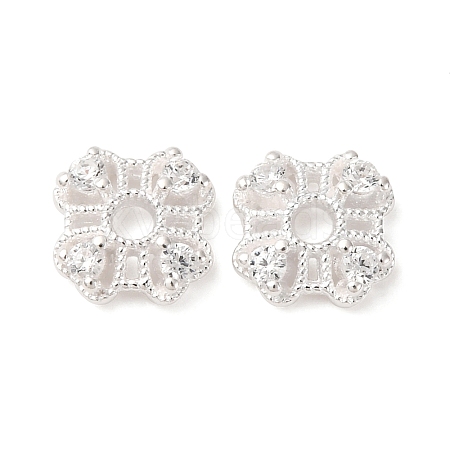 925 Sterling Silver Clear Cubic Zirconia Bead Caps STER-A047-07A-S-1