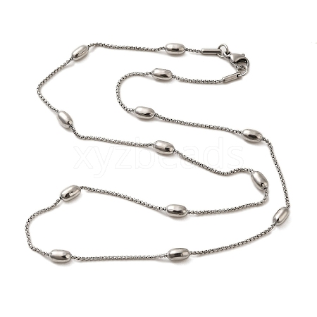 304 Stainless Steel Oval Link Chain Necklaces for Women NJEW-G150-01P-1