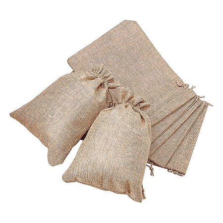 Burlap Packing Pouches Drawstring Bags ABAG-BC0001-04-1