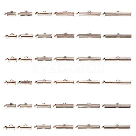 120Pcs 6 Styles Iron Slide On End Clasp Tubes IFIN-CJ0001-47-1