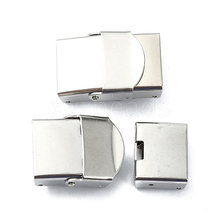 Non-Tarnish 201 Stainless Steel Watch Band Clasps STAS-C089-05C-P-1