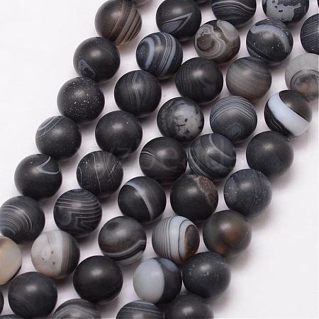 Natural Striped Agate/Banded Agate Bead Strands G-K166-12-8mm-03-1