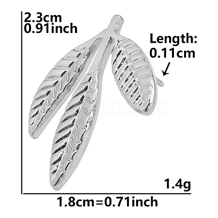 Non-Tarnish Fashion Leaf 304 Stainless Steel Stud Earrings for Women VG1798-3-1