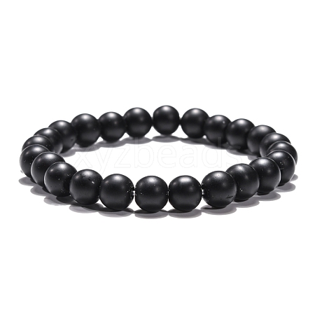 Synthetic Black Stone Beaded Stretch Bracelets B072-3-1