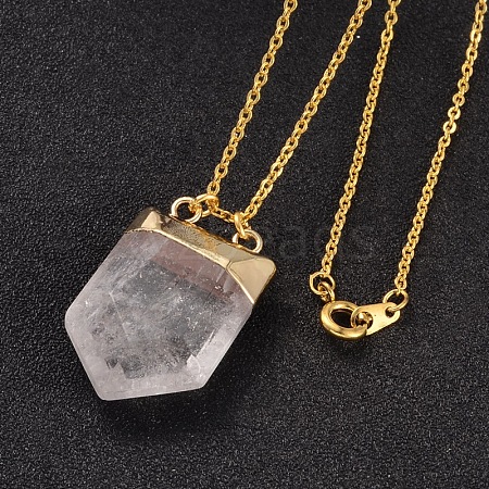 Brass Natural Crystal Pendant Necklaces NJEW-JN01460-1