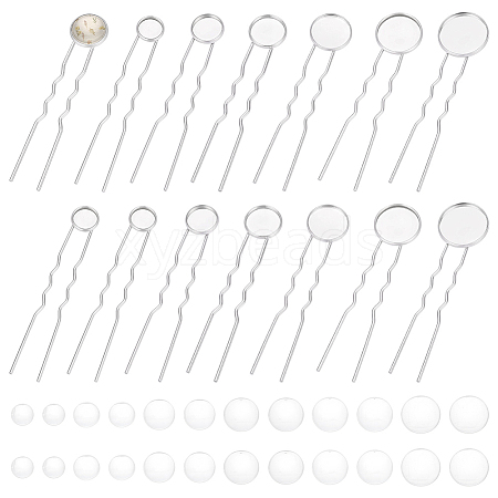 30Pcs 6 Styles Iron Hair Fork Findings IFIN-UN0001-27-1