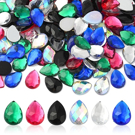 180Pcs 6 Colors Acrylic Rhinestone Flat Back Cabochons GACR-YW0001-04-1