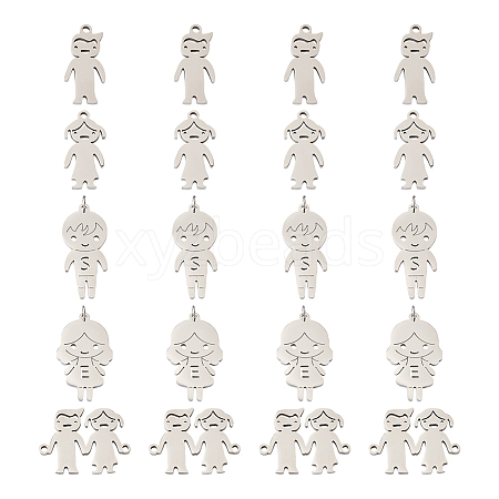  Jewelry 20Pcs 5 Style 304 Stainless Steel Pendants & Link Connectors STAS-PJ0001-19-1