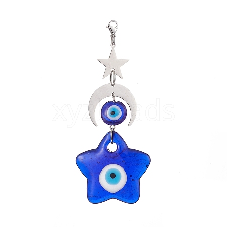 Handmade Evil Eye Lampwork Pendants Decorations HJEW-JM01008-05-1