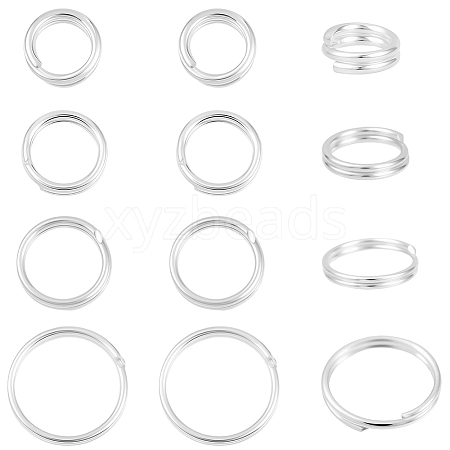 12Pcs 4 Styles 925 Sterling Silver Split Rings STER-BBC0008-55-1