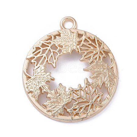 Autumn Theme Zinc Alloy Open Back Bezel Pendants PALLOY-E577-24KCG-1