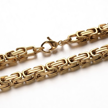 Trendy 304 Stainless Steel Byzantine Chain Bracelets BJEW-L510-10-1
