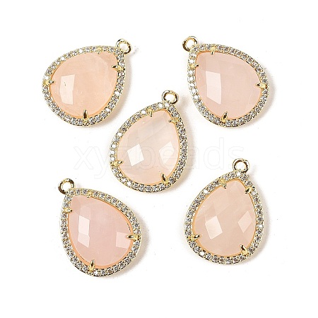 Natural Rose Quartz Faceted Teardrop Pendants G-I382-01G-06-1