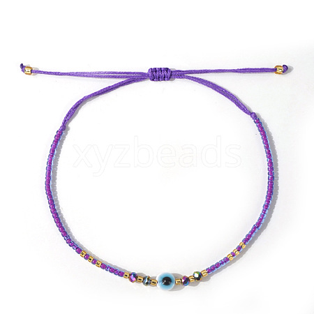 Glass Seed Beads & Resin Braided Bead Bracelets TK7632-4-1