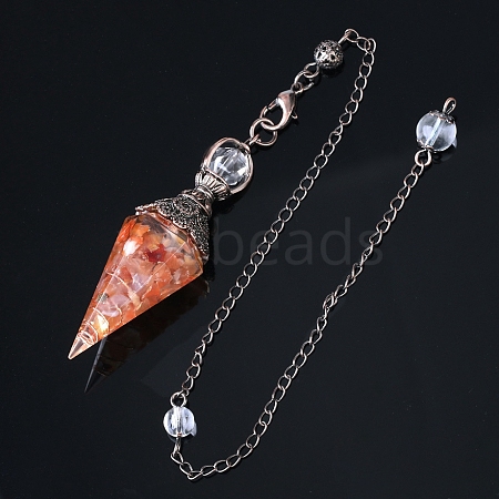 Natural Red Agate Hexagonal Pointed Dowsing Pendulums PW-WG44BA6-04-1