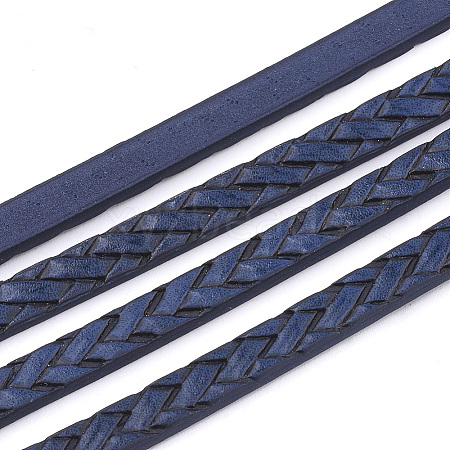 Braided Flat Single Face Imitation Leather Cords X-LC-T003-01B-1