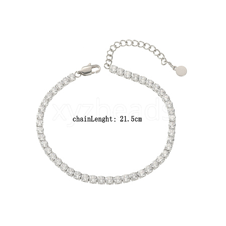 Fashion Stainless Steel with Clear Cubic Zirconia Cup Chain Bracelets for Women NT8891-2-1