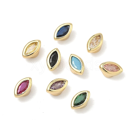 Horse Eye Brass Micro Pave Cubic Zirconia Cabochons KK-P345-13G-C-1