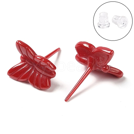 Hypoallergenic Bioceramics Zirconia Ceramic Butterfly Stud Earrings EJEW-C065-01C-1