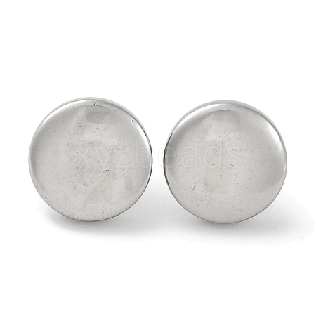 304 Stainless Steel Flat Round Stud Earrings EJEW-D281-26S-1