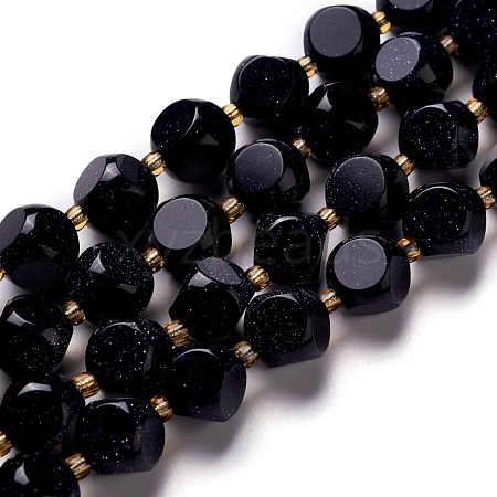 Synthetic Blue Goldstone Beads Strand G-M367-36C-1