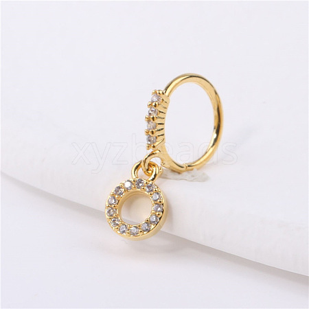 Brass Micro Pave Clear Cubic Zirconia Dangle Hoop Nose Rings WG50B47-07-1