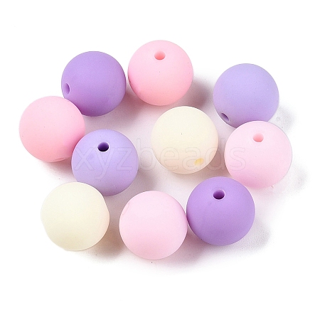 Rubberized Style Imitated Silicone Acrylic Beads MACR-T048-01B-14-1