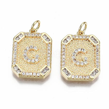 Brass Micro Pave Clear Cubic Zirconia Pendants KK-S356-234G-G-NF-1