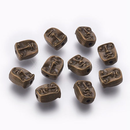 Tibetan Style Alloy Human Face Beads TIBEP-GC184-AB-NR-1