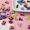 Mixed Color Zinc Alloy Grade A Rhinestone Letter Slide Charms ALRI-TA0001-12-10