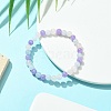 Natural Aquamarine & Rose Quartz & Amethyst Round Beaded Stretch Bracelet BJEW-JB09582-2