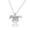 Alloy Horse Cage Pendant Necklace with Synthetic Luminous Stone LUMI-PW0001-002P-B-2