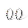 Anti-Tarnish Rhodium Plated 925 Sterling Silver Micro Pave Colorful Cubic Zirconia Hoop Earrings IY5335-2-1