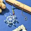Flower Faceted Glass Pendant Decoration HJEW-TA00040-02-3