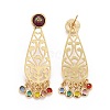 Rack Plating Brass Filigree Teardrop Dangle Stud Earrings EJEW-I265-01G-2