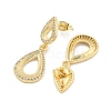 Teardrop Brass Pave Clear Cubic Zirconia Dangle Stud Earrings EJEW-M258-24G-2