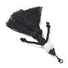 Halloween Cotton Threads Tassel & Synthetic Turquoise Skull Pendant Decorations HJEW-JM03757-01-4