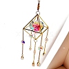 Rhombus Brass with Iron Chain Hanging Ornaments PW-WG5D558-01-4