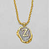 Brass Crystal Rhinestone Oval with Letter Pendant Necklaces FS-WG7CB6D-26-1