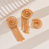 Vintage Alloy Hollowed Sea Shell Shaped Rings & Tassel Earrings Set for Women GH2970-5