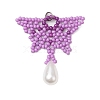 Glass Seed Beaded Butterfly Pendants PALLOY-MZ00484-03-1