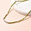 Faceted Rondelle Natural Peridot Beaded Necklaces for Women NJEW-M048-03-1