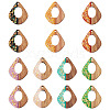 14Pcs 7 Colors Opaque Resin and Walnut Wood Pendants RESI-TA0005-11-2