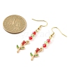 Valentine's Day Theme Alloy Enamel Rose Dangle Earrings with Glass Beaded EJEW-JE05336-4